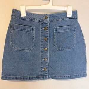 Denim Button-Down Mini Skirt